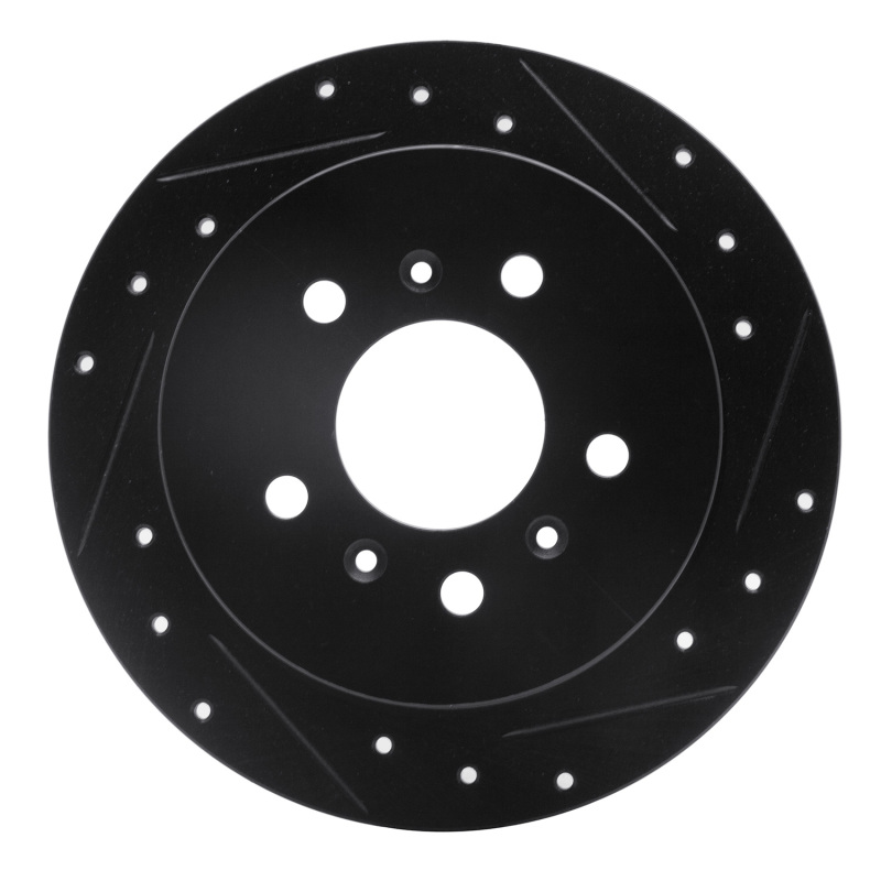 Buick LaCrosse Brake Rotor (1) - Rear Right - R1 Concepts - Drilled & Slotted - Black - `06-`10